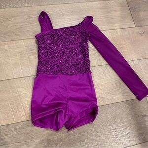 WEISSMAN PURPLE SEQUIN DANCE COSTUME SMALL CHILD COMPETITION STYLE #14513